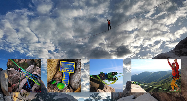 Slack Liners impiegano le celle di carico per misurare la tensione della linea Slack Liners impiegano le celle di carico per misurare la tensione della linea