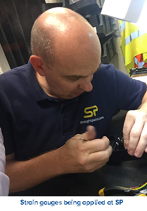 strain gauge being applied at SP strain gauge being applied